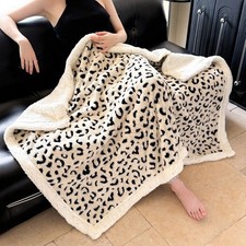 Leopard print throw - leopard, faux