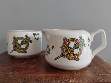 Mid Century Vintage Carrigaline Pottery Co Jug Sugar Bowl Cork Ireland Shamrock