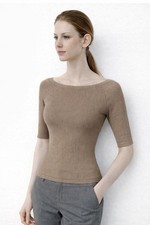 Women's Taupe Ribbed Knit Top