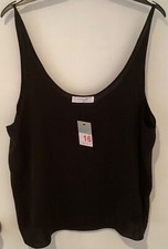 Primark - Black Scoop Neck Sheer Vest Top SIZE 16 - BNWT