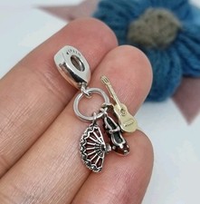 Genuine Pandora Spain Exclusive Spanish Guitar, Flamenco Shoe & Fan Dangle Charm
