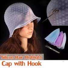 Hair Highlighting Dye Cap Reusable Silicone hat for Professional needle hook