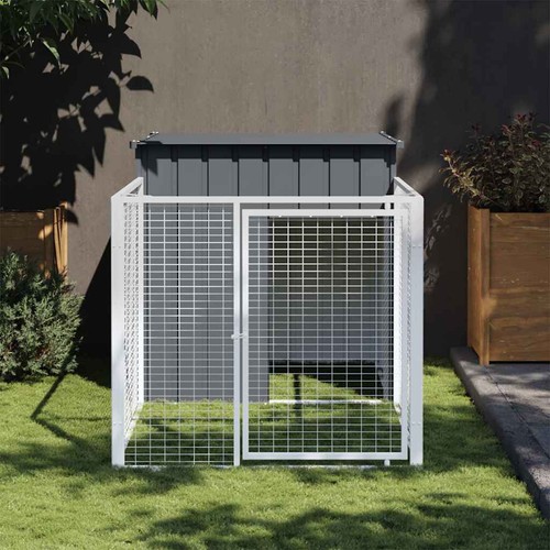 Dog house with run anthracite - house,