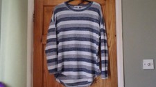 Ladies Apricot Blue Striped Jumper Size 12