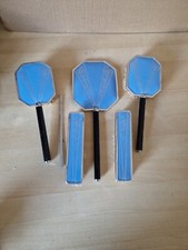 Vintage  Art Deco Style Blue Vanity Dressing Table Brush And Mirror Set