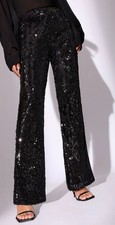 New LIPSY Black Sequin Wide Leg Trousers Size 14 BNWT Christmas Party RRP £49