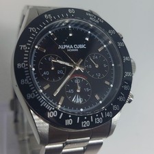 Alpha CUBIC HOMME Chronograph Tachymeter men's watch 10ATM waterproof