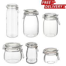 IKEA KORKEN Glass Jar with Lid Airtight Mason Clip Top Storage for Pickles Jam 