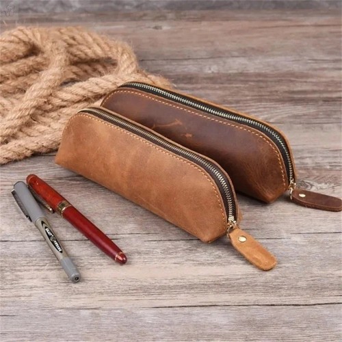 Vintage leather pencil bag - vintage,