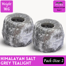 Himalayan Salt Candle Holder Tealight Rare Rock Salt Sliver Grey Crystal Natural
