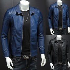 Men Faux Leather Lapel Jacket