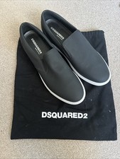 Dsquared2 Black Leather Slip On Shoes