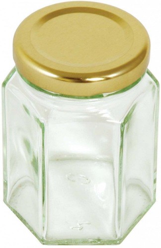 Hexagonal glass honey jar - hexagonal,