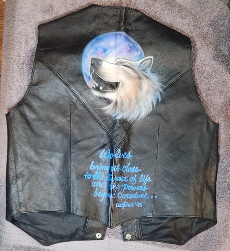Womens motorcycle leather vest - leather,