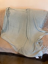 DUCK EGG BLUE TASSELLED THROW