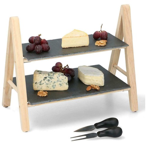 Tier wooden slate cup - slate,