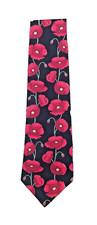 Adult tie Poppies on black cotton poppy fabric design handmade in the uk
