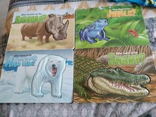 Children's 3d Hard Back Book Set Wild Animals Habitat Jungle Swamp Arctic Savana