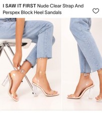 I Saw It First Womens Perspex Block Heel & Strap Shoes Size UK 5 / EU 38