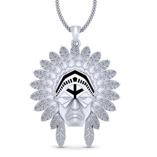 Red Indian Pendant 925 Silver