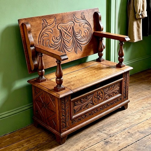 Handsome vintage carved oak - vintage,