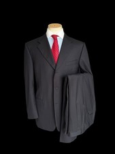 Men’s Canali Black Suit 44L / W36R Super 130’s Full Canvas Formal Business Suit