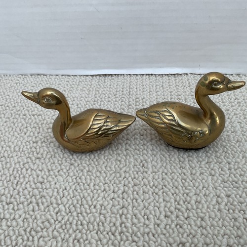 Pair vintage brass ducks - of,