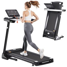 HOMCOM 2HP Motorised Treadmill 1-12km/h Folding Frame w/ Wheels Preset Programs