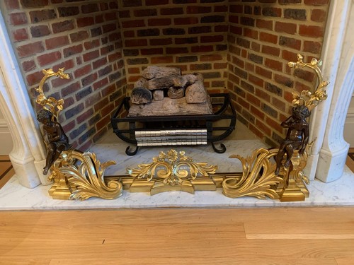 French antique brass fender - ,