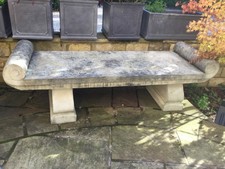 Weathered faux stone distressed garden bench - three pieces for easy moving