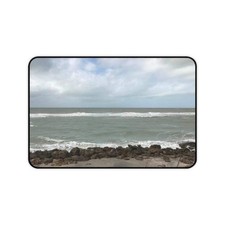 Ocean View Desk Mat - Coastal Work Space Decor, Beach Office Accessories, Nautic