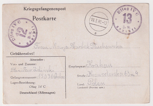 Ww2 polish officers pow - officers, card