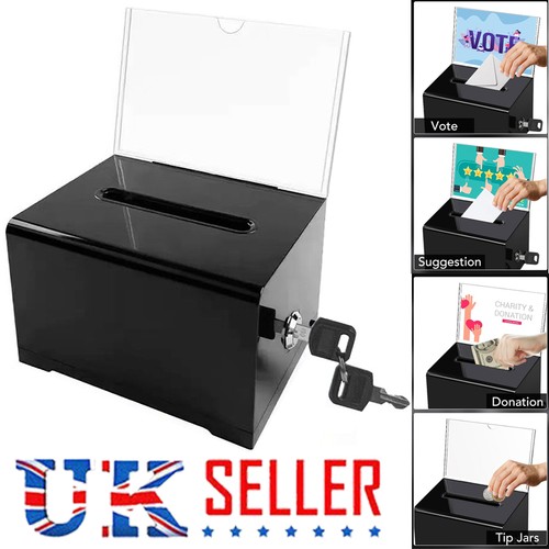 Acrylic donation box with lock - acrylic,