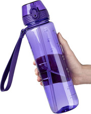 Sports Water Bottle Straw Tritan 1 Litre Motivational Drink Bottle School Gym 