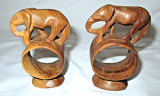 Pair wooden handcarved - (2),