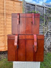 India Jane Burton Tan Leather Trunks (Small and Medium) - Fashionable Storage