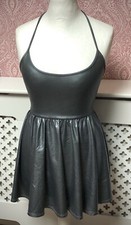 NEW AMERICAN APPAREL DISCO SKATER DRESS HATLER NECK STRETCHY GREY  SIZE MEDIUM