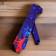 Ralph Marlin 90s Vtg Electric Guitar Tie Blue Red Purple Goodell Retro Teacher 