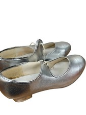 Silver Tap Dance Shoes Leather Low Heel - UK7
