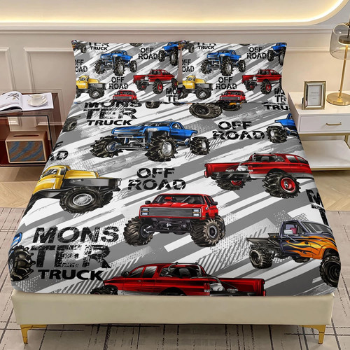 Monster truck fitted sheet - monster,
