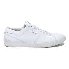 HUGO Mens White Leather Low Top Trainers UK 7 Casual Designer Lace-Up Footwear