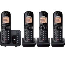 PANASONIC KX-TGC264EB Cordless Phone - Quad Handsets - Black *Good Condition*