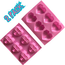2PCS Diamond Heart 3D Silicone Mould Tray for Chocolate, Cake, Candy, DIY crafts