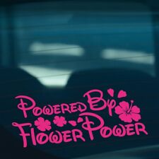 POWERED BY FLOWER POWER Hibiscus Funny Car Window Bumper Vinyl Decal Sticker