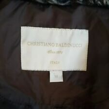 Christiano Baldinucci quilted coat jacket brown faux fur collar Zip Front UK 10