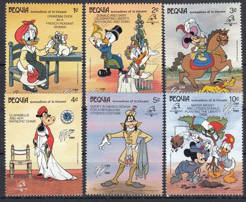 Disney stamps bequia st - x6,