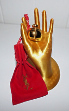 VINTAGE YSL YVES SAINT LAURENT CHAMPAGNE PERFUME BOTTLE BROOCH YSL VELVET POUCH