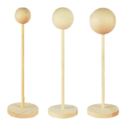 Wooden wig stand hat - wooden, storage