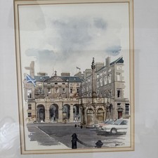 Alexander Bell - Original Watercolor “Mercat Cross & City Chambers”. 