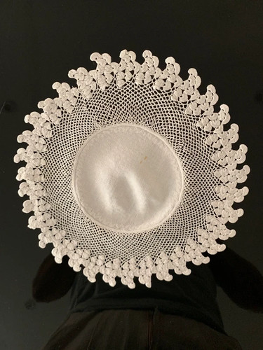 Vintage white linen doily - doily, hand